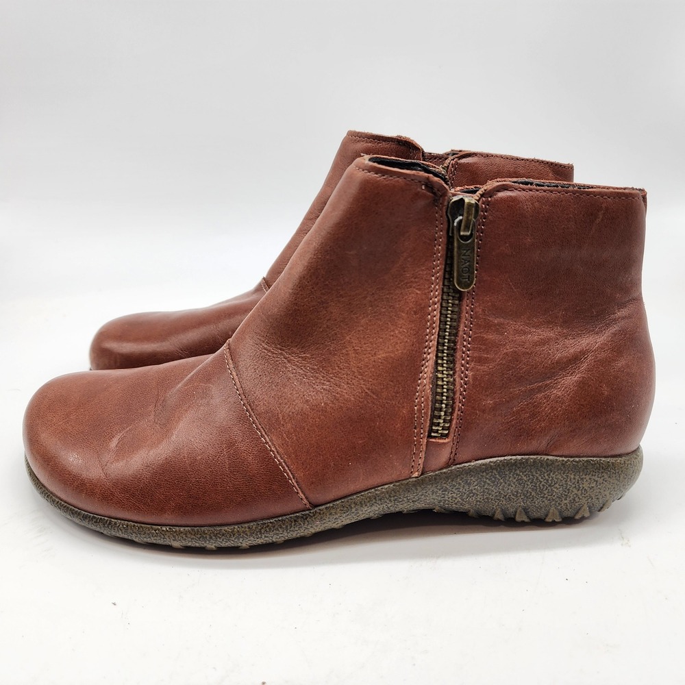 Naot Wanaka Ankle Boots Women's 38 US 7 Brown Leather Side Zip Comfort Booties - Picture 4 of 8